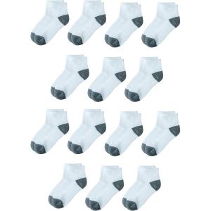 imageAmazon Essentials Unisex Kids and Toddlers Cotton Ankle Socks 14 PairsGrey Heather White