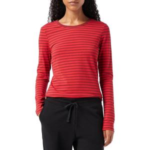 imageAmazon Essentials Womens ClassicFit LongSleeve Crewneck TShirt Available in Plus SizeBurgundy Red Stripe