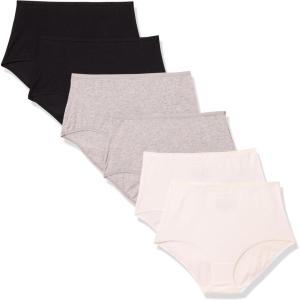 imageAmazon Essentials Womens Cotton High Waisted Underwear Available in Plus Size Pack of 6BlackGrey HeatherWhite