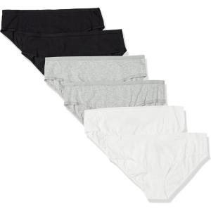 imageAmazon Essentials Womens Cotton Hipster Underwear Available in Plus Size Pack of 6BlackGrey HeatherWhite