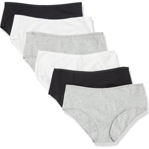 imageAmazon Essentials Womens Cotton Midi Brief Underwear Available in Plus Size Pack of 6BlackGreyWhite Dots