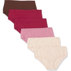 imageAmazon Essentials Womens Cotton Midi Brief Underwear Available in Plus Size Pack of 6BlushBrownBurgundyPink