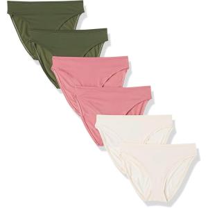 imageAmazon Essentials Womens High Cut Underwear Available in Plus Size Pack of 6BlushDark Khaki GreenMauve