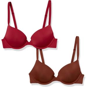 imageAmazon Essentials Womens Lightly Lined Plunge Bra Pack of 2ChocolateBurgundy