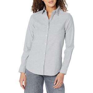 imageAmazon Essentials Womens Long Sleeve Button Down Stretch Oxford Shirt Available in Plus SizeGrey