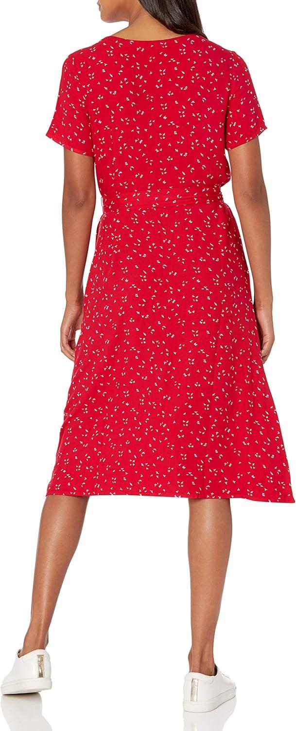 imageAmazon Essentials Womens ShortSleeve Midi Button Front Tie Dress