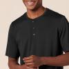 imageAmazon Essentials Henley Shirts for Men Short Sleeve QuickDry Jersey RegularFit 2PackBlack