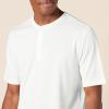 imageAmazon Essentials Henley Shirts for Men Short Sleeve QuickDry Jersey RegularFit 2PackBlueWhite