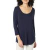 imageAmazon Essentials Womens 34 Sleeve Scoopneck Tunic Pack of 2Coral PinkNavy