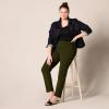 imageAmazon Essentials Womens BiStretch Full Length Straight Leg PantBlack Olive Animal Print
