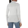 imageAmazon Essentials Womens ClassicFit Lightweight LongSleeve Turtleneck Sweater Available in Plus SizeLight Grey Heather White Placed Stripe
