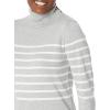imageAmazon Essentials Womens ClassicFit Lightweight LongSleeve Turtleneck Sweater Available in Plus SizeLight Grey Heather White Placed Stripe