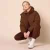 imageAmazon Essentials Womens Cropped FullZip Puffer Jacket Quilted Matte or Sherpa FleeceDeep Brown