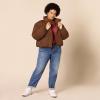 imageAmazon Essentials Womens Cropped FullZip Puffer Jacket Quilted Matte or Sherpa FleeceDeep Brown