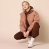 imageAmazon Essentials Womens Cropped FullZip Puffer Jacket Quilted Matte or Sherpa FleeceLight Brown