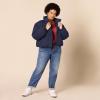 imageAmazon Essentials Womens Cropped FullZip Puffer Jacket Quilted Matte or Sherpa FleeceNavy