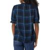 imageAmazon Essentials Womens Fluid Twill Short Puff Sleeve Smock Detail ShirtBlack Multi Chelsea Tartan