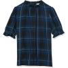 imageAmazon Essentials Womens Fluid Twill Short Puff Sleeve Smock Detail ShirtBlack Multi Chelsea Tartan