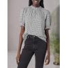 imageAmazon Essentials Womens Fluid Twill Short Puff Sleeve Smock Detail ShirtBlack White Mini Gingham