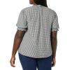 imageAmazon Essentials Womens Fluid Twill Short Puff Sleeve Smock Detail ShirtBlack White Mini Gingham