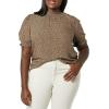 imageAmazon Essentials Womens Fluid Twill Short Puff Sleeve Smock Detail ShirtCamel Micro Cheetah