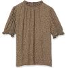imageAmazon Essentials Womens Fluid Twill Short Puff Sleeve Smock Detail ShirtCamel Micro Cheetah