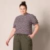 imageAmazon Essentials Womens Fluid Twill Short Puff Sleeve Smock Detail ShirtNavy Multi Ditsy Meadow