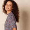 imageAmazon Essentials Womens Fluid Twill Short Puff Sleeve Smock Detail ShirtNavy Multi Ditsy Meadow