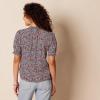 imageAmazon Essentials Womens Fluid Twill Short Puff Sleeve Smock Detail ShirtNavy Multi Ditsy Meadow
