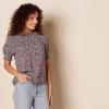 imageAmazon Essentials Womens Fluid Twill Short Puff Sleeve Smock Detail ShirtNavy Multi Ditsy Meadow