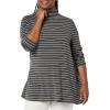 imageAmazon Essentials Womens Jersey LongSleeve Mock Neck Swing Tunic Previously Daily RitualCharcoal Heather White Stripe