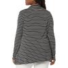 imageAmazon Essentials Womens Jersey LongSleeve Mock Neck Swing Tunic Previously Daily RitualCharcoal Heather White Stripe