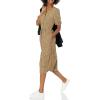 imageAmazon Essentials Womens Relaxed Fit HalfSleeve Waisted Midi ALine DressBlack Camel Animal Print