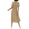 imageAmazon Essentials Womens Relaxed Fit HalfSleeve Waisted Midi ALine DressBlack Camel Animal Print