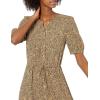 imageAmazon Essentials Womens Relaxed Fit HalfSleeve Waisted Midi ALine DressBlack Camel Animal Print