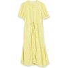 imageAmazon Essentials Womens Relaxed Fit HalfSleeve Waisted Midi ALine DressWhite Yellow Petal Print