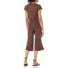imageAmazon Essentials Womens ShortSleeve Surplice Cropped WideLeg JumpsuitBrown Animal Print