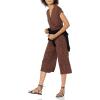 imageAmazon Essentials Womens ShortSleeve Surplice Cropped WideLeg JumpsuitBrown Animal Print