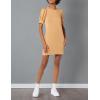 imageAmazon Essentials Womens Supersoft Terry RelaxedFit ShortSleeve PuffSleeve Dress Previously Daily RitualCamel