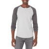 imageAmazon Essentials Mens SlimFit LongSleeve Henley ShirtCharcoal Heather Light Grey Heather