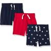 imageAmazon Essentials Unisex Babies Cotton PullOn Shorts MultipacksNavyRedStars
