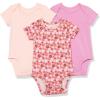 imageAmazon Essentials Unisex Babies Cotton Stretch Jersey Short Sleeve Bodysuit Previously Amazon Aware Pack of 3Bright PinkPale PeachFloral