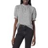 imageAmazon Essentials Womens Fluid Twill Short Puff Sleeve Smock Detail ShirtBlack White Mini Gingham