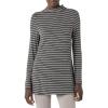imageAmazon Essentials Womens Jersey LongSleeve Mock Neck Swing Tunic Previously Daily RitualCharcoal Heather White Stripe