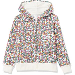 imageAmazon Essentials Girls and Toddlers Fleece ZipUp Hoodie SweatshirtWhite Ditsy Floral