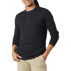 imageAmazon Essentials Henley Long Sleeve Shirts for Men RegularFit WaffleBlack