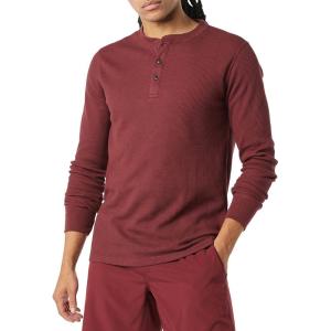 imageAmazon Essentials Henley Long Sleeve Shirts for Men RegularFit WaffleBurgundy