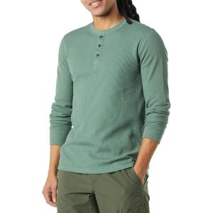imageAmazon Essentials Henley Long Sleeve Shirts for Men RegularFit WaffleGreen