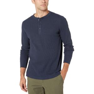 imageAmazon Essentials Henley Long Sleeve Shirts for Men RegularFit WaffleNavy