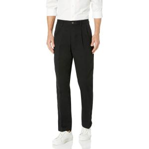 imageAmazon Essentials Mens ClassicFit WrinkleResistant Pleated Chino Pant Available in Big ampamp TallBlack